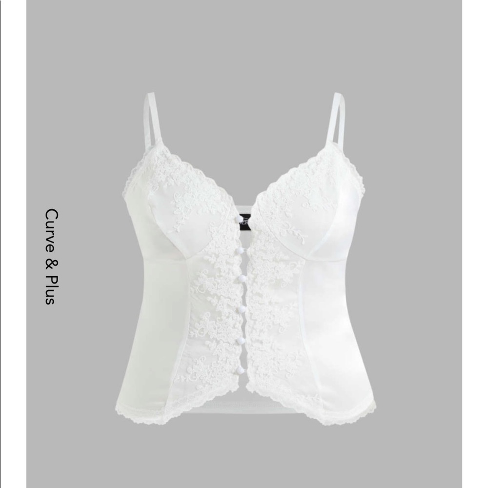 Cider White Lace Pearl Button Up Corset Top size S